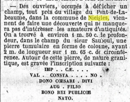1859-17-AVR Decouverte borne Militaire Romaine - Le Constitutionnel.webp